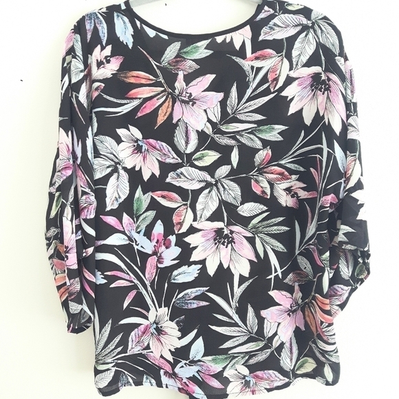 2/$35 Spense Kimono Style V-Neck Blouse Tropical Print Size M (Fits 12-1… - Picture 12 of 12